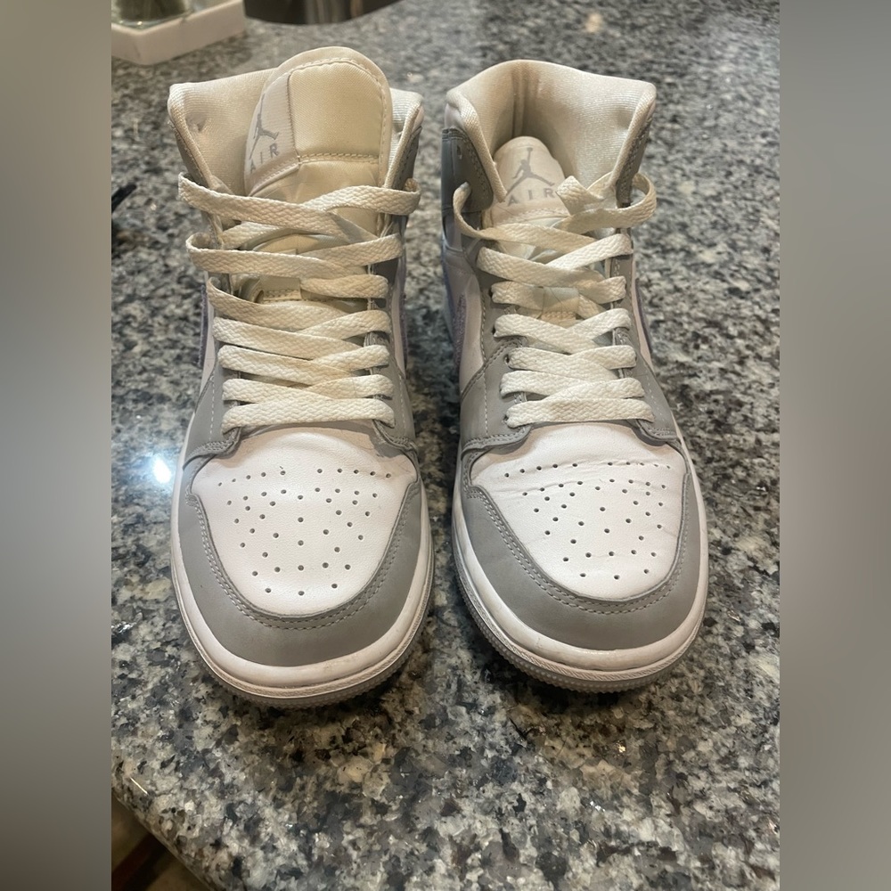 Nike wolf grey and lite purple Nike Jordan mids